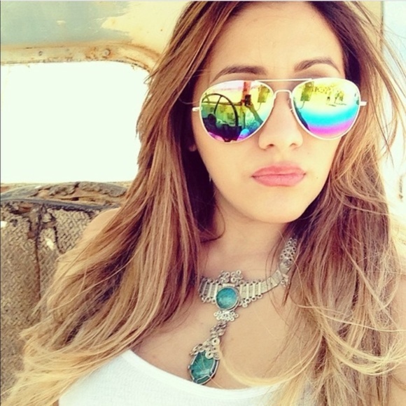 Rainbow Mirrored Lens Aviator Sunglasses new - Picture 2 of 6